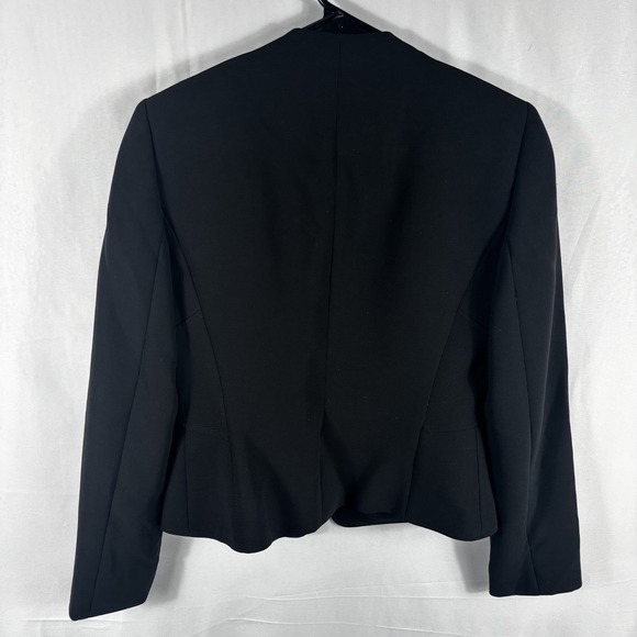 Stresa Petite Women's Black Collarless Fitted Peplum Blazer Jacket Size 6P - Picture 4 of 4